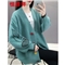恒源祥针织衫女秋季新品时尚慵懒风外搭开衫女灯笼袖刺绣针织衫女韩版宽松毛衣外套女0215 湖蓝 请拍正确尺码