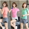 越伦 运动套装女夏季新款跑步服瑜伽服套装吸汗透气女速干健身服户外健身显瘦修身两件套 玫红短袖+白色短裤 M（80-90斤）